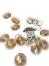 Çift Delikli Octagon 14 mm Şampanya Kristal Cam Avize Taşı 25 Adet - 1