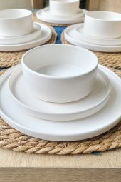 Stackable Mat Beyaz 18 Parça 6 Kişilik Yemek Kahvaltı Takımı - 2