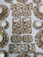 44 Parça 6 kişilik Kahvaltı Yemek Takımı Mermer Desen - 2