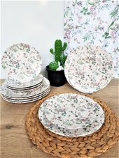 Flowers Mat Beyaz 12 Parça 6 Kişilik Kahvaltı Takımı - 2