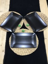 Kare Mat Siyah 6 Adet 31 x 21 cm Kahvaltı Servis thumbnail 1