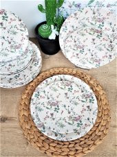 Flowers Mat Beyaz 12 Parça 6 Kişilik Kahvaltı Takımı - 1