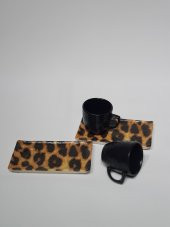 İki Kisilik Leopar Desen Kahve Fincan Takimi 4 Parça - 1