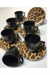 Leopar Desen Kahve Fincan Takımı 12 Parça - 1