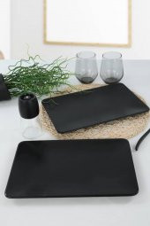 Mat Siyah Kayık Tabak 33x21 Cm 2 Adet - 1