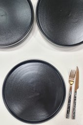 Mat Siyah 21 cm Stackable Pasta Tabağı  6 Adet - 4