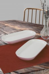 Mat Beyaz Noyan Kayık Tabak 26 Cm 2 Adet - 1