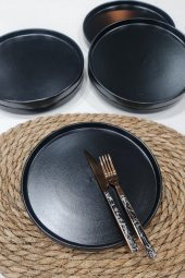Mat Siyah 21 cm Stackable Pasta Tabağı  6 Adet - 2