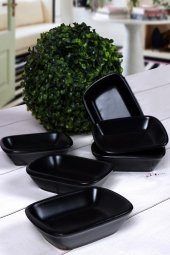 Mat Siyah Dikdörtgen Çerezlik / Kayık 13 Cm 6 Adet - 1