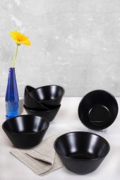 Mat Siyah Hitit Çorba Kasesi 14 cm 6 Adet St042406f956a0000000aka500 - 1