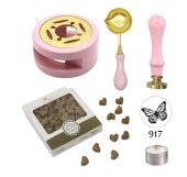 Davetiye Mum Mühürü Uygulama Seti Pembe Renk 917 Kelebek thumbnail 1