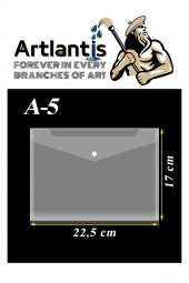 A5 Çıtçıtlı Dosya Şeffaf 1 Adet A-5 Çıtçıtlı Zarf Dosya Transparan 17x22.5 cm Küçük Boy Çıtçıtlı Dosya - 5