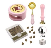 Davetiye Mum Mühürü Uygulama Seti Pembe Renk 1004 Ay Kedi thumbnail 1