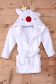 %100 Polyester Beyaz Çocuk Kapüşonlu Sabahlık Bornoz Ev Giyim - 1