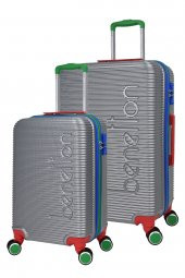 United Colors Of Benetton Lüx Abs 2li Valiz Seti Büyük Boy - Kabin Boy Gri BNT500 thumbnail 1