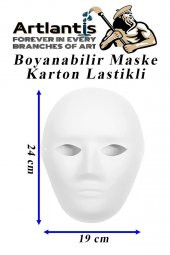 Maske Boyama 19x24 cm 10 Adet Boyanabilir Maske Karton Lastikli İnsan Yüzü Suratı Okul Sınıf Etkinlikleri Hobi - 3