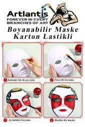 Maske Boyama 19x24 cm 10 Adet Boyanabilir Maske Karton Lastikli İnsan Yüzü Suratı Okul Sınıf Etkinlikleri Hobi - 6