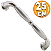 Zeplin Sürgülü Kapı Çekme Kolu Tutma Kulpu Kulbu Çelik Dış Kapı Tutamağı Nikel Saten Kulp 25.5 Cm thumbnail 1