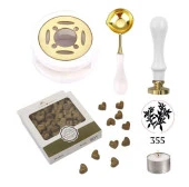 Davetiye Mum Mühürü Uygulama Seti Beyaz Renk 355 Dal Yaprak thumbnail 1