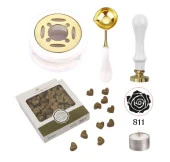 Davetiye Mum Mühürü Uygulama Seti Beyaz Renk 811 Gül Desen thumbnail 1