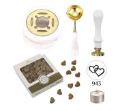 Davetiye Mum Mühürü Uygulama Seti Beyaz Renk 943 Çifte Kalp thumbnail 1