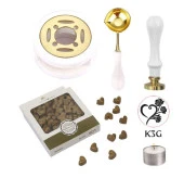 Davetiye Mum Mühürü Uygulama Seti Beyaz Renk K3G Kalp 3 Gül thumbnail 1