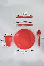 Papatya Piknik Seti 22 Parça Kırmızı - 7