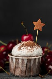 Turuncu Yıldız Simli Eva Kürdan Cupcake Toppers Cupcake Çubuğu 12li - 1