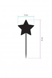 Gold-Kırmızı Çift Taraflı  Yıldız Simli Eva Kürdan Cupcake Toppers Cupcake Çubuğu 12li - 4