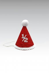 Kırmızı Altı Ay Kınası Yarım Yaş 1/2 Çocuk Mini Şapka - 1