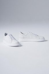Hakiki Deri Erkek Sneaker Bağcıklı Rahat Spor Ayakkabı - 1