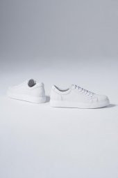 Hakiki Deri Erkek Sneaker Bağcıklı Rahat Spor Ayakkabı - 5