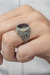 Mistik Topaz Taşlı 925 Gümüş Erkek Yüzük thumbnail 3