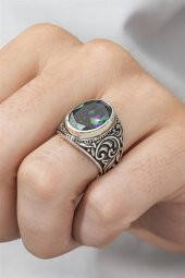 Mistik Topaz Taşlı 925 Gümüş Erkek Yüzük thumbnail 4