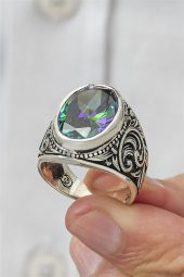 Mistik Topaz Taşlı 925 Gümüş Erkek Yüzük thumbnail 5