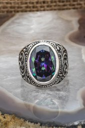 Mistik Topaz Taşlı 925 Gümüş Erkek Yüzük thumbnail 7