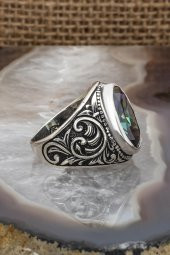 Mistik Topaz Taşlı 925 Gümüş Erkek Yüzük thumbnail 8