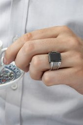 Kare Oniks Taşlı 925 Gümüş Erkek Yüzük thumbnail 5