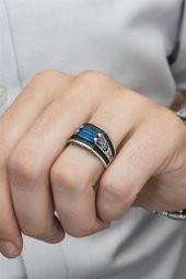 2 Sıra Parliament Baget Taşlı 925 Gümüş Erkek Yüzük thumbnail 5