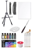 Rich Mastermix Akrilik Boya Seti 6 Ana Renk 3 Ayaklı Şövale 35x50 Tuval Metal Şövale Metal Spatül thumbnail 1