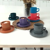 Keramika Mixed Stackable Çay Fincan Takımı 12 Parça 6 Kişilik - 406/620 - 1