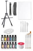 Rich Mastermix Akrilik Boya 12 Renk 3 Ayaklı Şövale 35x50 Tuval Metal Şövale Plastik Spatül Seti thumbnail 1