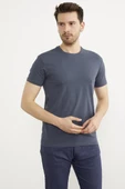 Sıfır Yaka Basic Tişört - Füme - 2