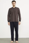 Desenli Cep Detaylı Pijama Takım - Lacivert - 1