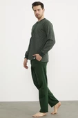 Desenli Cep Detaylı Pijama Takım - Yeşil - 3