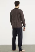 Desenli Cep Detaylı Pijama Takım - Lacivert - 5