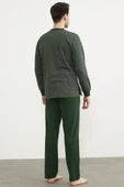 Desenli Cep Detaylı Pijama Takım - Yeşil - 5