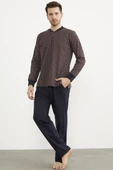 Desenli Cep Detaylı Pijama Takım - Lacivert - 3