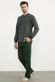 Desenli Cep Detaylı Pijama Takım - Yeşil - 2