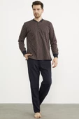 Desenli Cep Detaylı Pijama Takım - Lacivert - 2